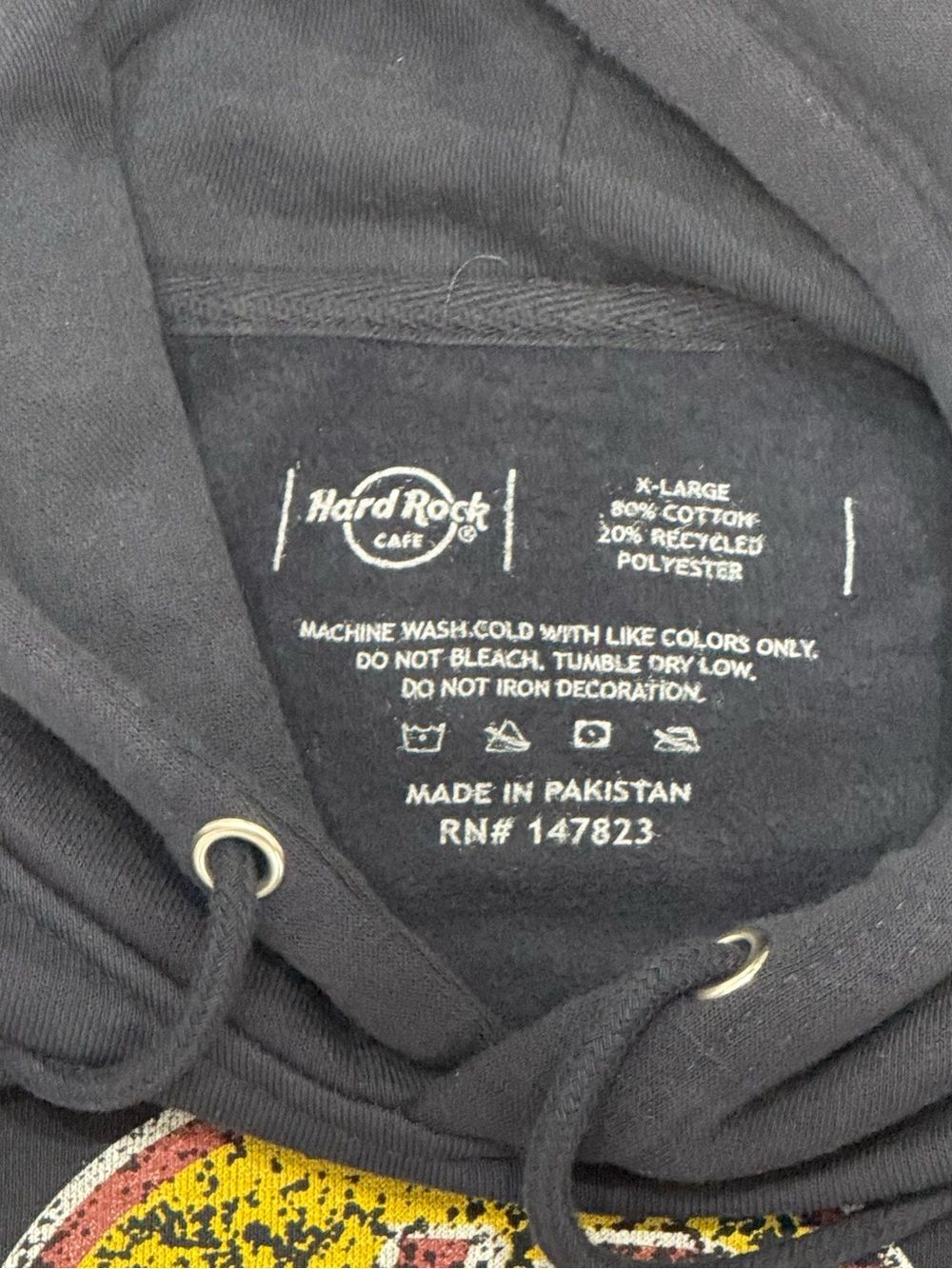 Hard Rock Cafe Black London Hoodie with Yellow Logo - Picture 2 of 6